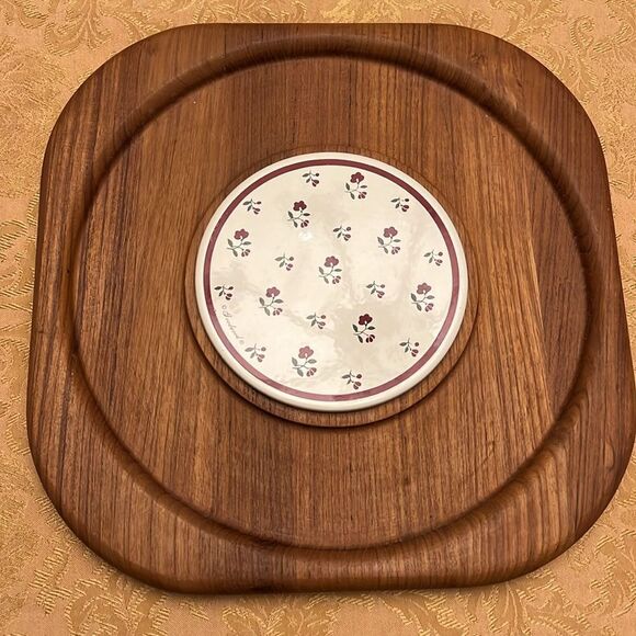 Vintage Goodwood Teak Cheese Board with Glass Dome | Mid-Century Modern - Picture 2 of 9
